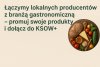Grafika promująca inicjatywę KSOW+ Województwa Łódzkiego – łączymy lokalnych producentów z restauracjami regionu. Na beżowym tle widoczny jest tytuł Łączymy lokalnych producentów z restauracjami regionu! oraz kolorowa kompozycja produktów regionalnych – chleba, sera, warzyw i ziół ułożonych na drewnianej desce. Grafika zachęca do promocji lokalnych produktów i współpracy z branżą gastronomiczną w ramach KSOW+.