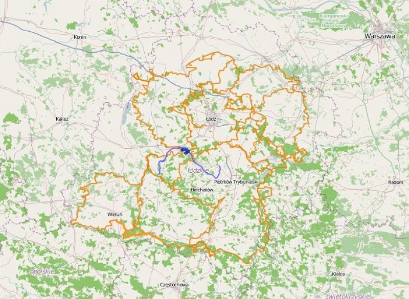 Łódzki Szlak Konny - pętla zewnętrzna odcinek 45; Kolonia Ldzań – Ostrów