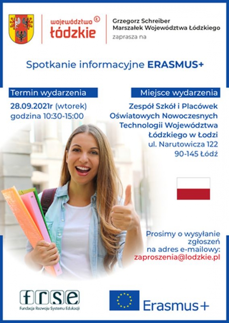 Zaproszenie na spotkanie ERASMUS+