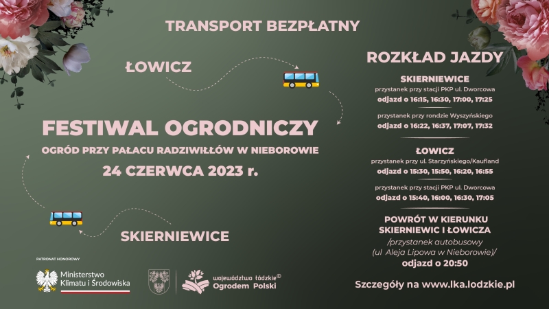 Bezpłatny transport na Festiwal Ogrodniczy &quot;Województwo Łódzkie Ogrodem Polski&quot;
